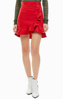 Короткая красная юбка оригинального кроя Kocca