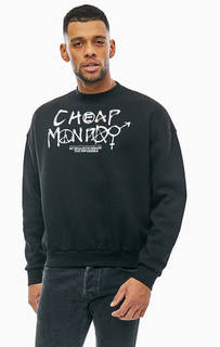 Хлопковый свитшот черного цвета с принтом Cheap Monday