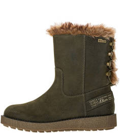 Зимние полусапоги цвета хаки на плоской подошве S.Oliver