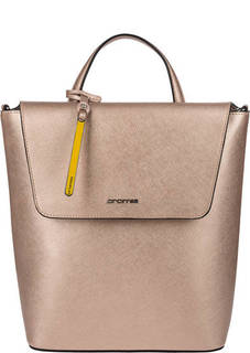 Золотистая кожаная сумка-рюкзак с откидным клапаном Cromia