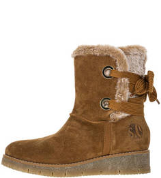 Зимние замшевые полусапоги на танкетке S.Oliver