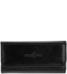 Кожаная черная ключница с откидным клапаном Gianni Conti