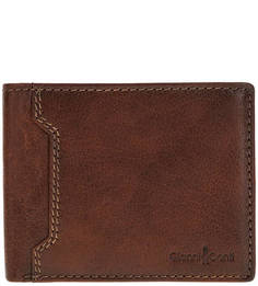 Коричневое кожаное портмоне с двумя отделами для купюр Gianni Conti