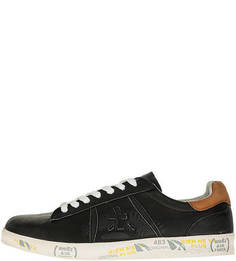 Кожаные черные кеды на шнуровке Premiata