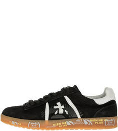 Замшевые черные кеды на шнуровке Premiata