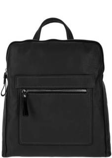 Черный кожаный рюкзак с одним отделом на молнии Gianni Conti