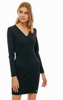 Короткое черное платье-футляр с длинными рукавами Gaudi