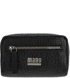 Кожаная черная ключница на молнии Mano