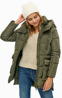 Пуховик цвета хаки с удлиненной спинкой Geox