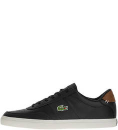 Черные кожаные кеды на шнуровке Lacoste