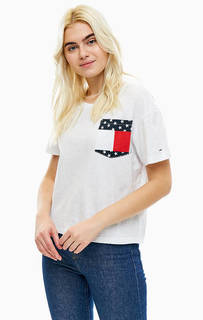 Хлопковая белая футболка с карманом Tommy Jeans