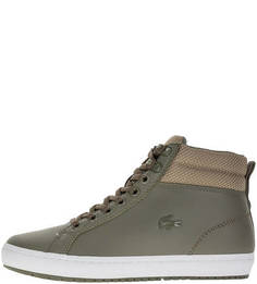 Высокие кеды цвета хаки из натуральной кожи Lacoste