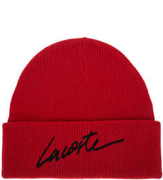 Шапка мелкой вязки с содержанием шерсти Lacoste
