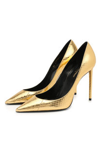 Туфли Zoe из металлизированной кожи с тиснением Saint Laurent