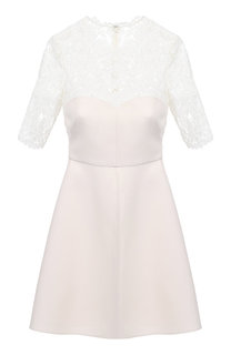 Приталенное мини-платье с кружевным лифом и коротким рукавом Valentino