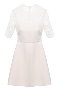 Приталенное мини-платье с кружевным лифом и коротким рукавом Valentino
