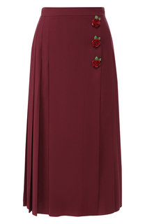 Шерстяная юбка-миди со складками и декоративной отделкой Dolce & Gabbana