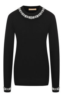 Пуловер из смеси кашемира и хлопка с декоративной отделкой Michael Kors Collection