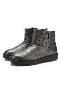 Ботинки из металлизированной кожи с внутренней отделкой из овчины Santoni