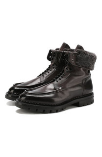 Кожаные ботинки с внутренней меховой отделкой Santoni
