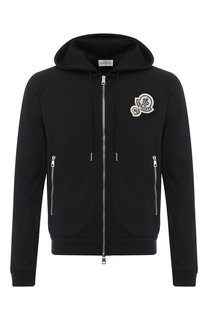 Хлопковая толстовка на молнии с капюшоном Moncler