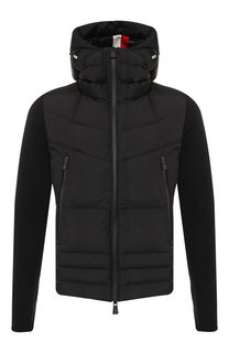 Кардиган на молнии с утепленной вставкой и капюшоном Moncler