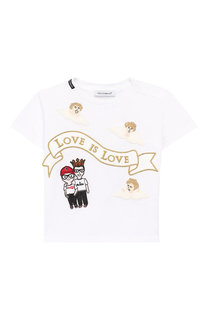 Хлопковая футболка с аппликациями Dolce & Gabbana