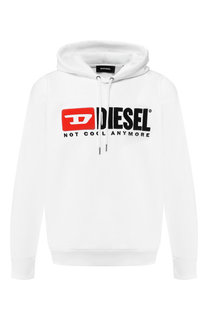 Хлопковое худи с логотипом бренда Diesel