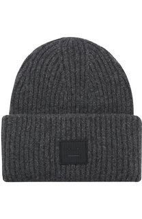 Шерстяная шапка фактурной вязки с логотипом бренда Acne Studios