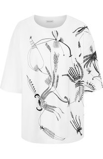 Хлопковая футболка свободного кроя с декоративной вышивкой Dries Van Noten