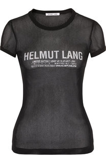Перфорированная футболка с круглым вырезом и логотипом бренда Helmut Lang