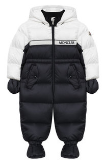 Пуховый комбинезон с варежками Moncler Enfant