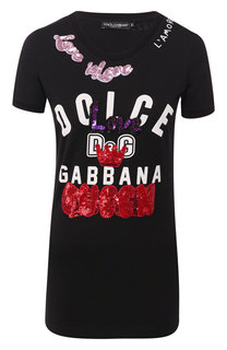 Хлопковая футболка с декоративной отделкой Dolce & Gabbana