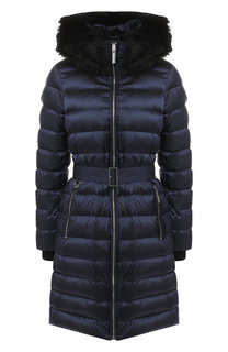 Стеганый пуховик с поясом и капюшоном Burberry