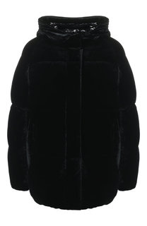Бархатный пуховик с капюшоном Moncler