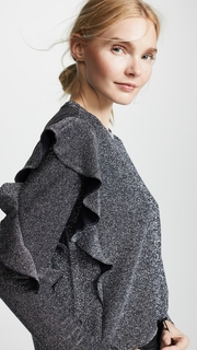 Scotch & Soda/Maison Scotch Ruffled Long Sleeve Metallic Top