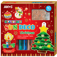 Набор витражных красок Amos "Новогодний №2" с витражами Амос
