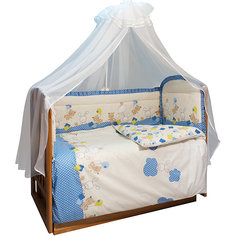 Комплект в кроватку 7 предметов Soni kids, В уютных облачках, голубой