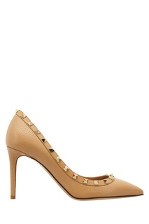 Бежевые туфли с шипами Valentino Garavani The Rockstud