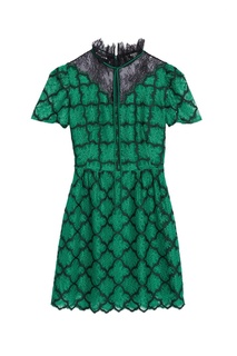 Зеленое платье с кружевом Sandro