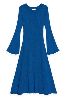 Синее трикотажное платье миди Sandro