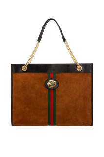 Замшевая сумка с отделкой Gucci