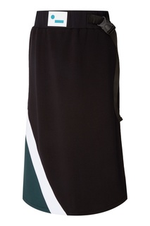 Бирюзово-черная юбка миди