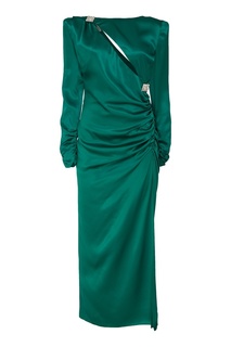 Изумрудно-зеленое шелковое платье Alessandra Rich