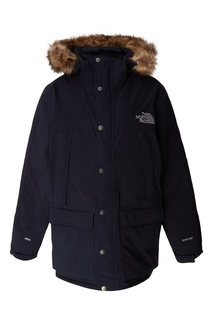 Темно-синий пуховик с застежкой на кнопки The North Face