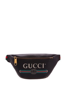 Кожаная поясная сумка с логотипом Gucci Man