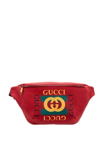Красная поясная сумка с логотипом Gucci Man