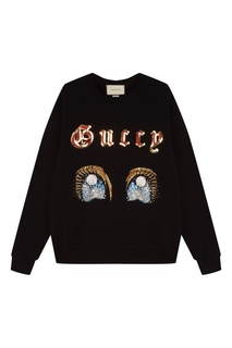 Черный свитшот с блестящими аппликациями Gucci