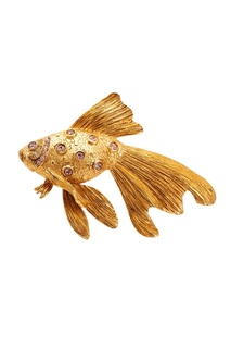 Золотистая брошь Crystal fish Oscar de la Renta