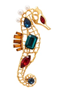 Брошь Crystal seahorse с разноцветными кристаллами Oscar de la Renta
